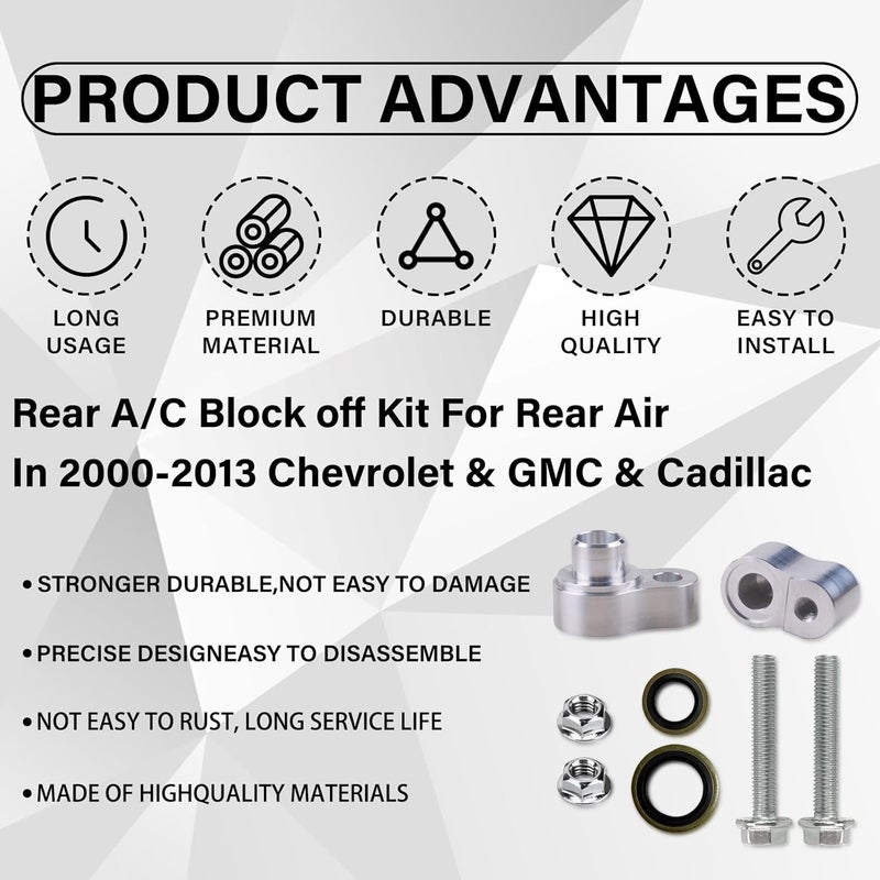 TESHITVLOG Rear AC Block Off Kit, Compatible with 2000-2013 Chevrolet Suburbans/GMC Suburbans 1500 2500 /Yukon Denali XL/Tahoe Cadillac Escalade - Image 3